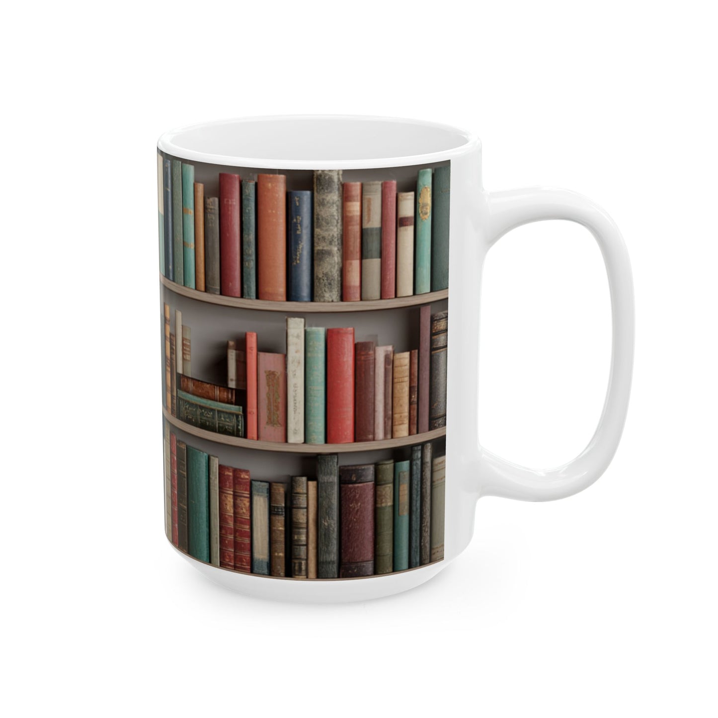 Bookshelf Ceramic Mug | Cozy Book Lover Gift | Reading Coffee and Tea Mug | Book Club Gift | Jazz N’ Coffee Puzzles