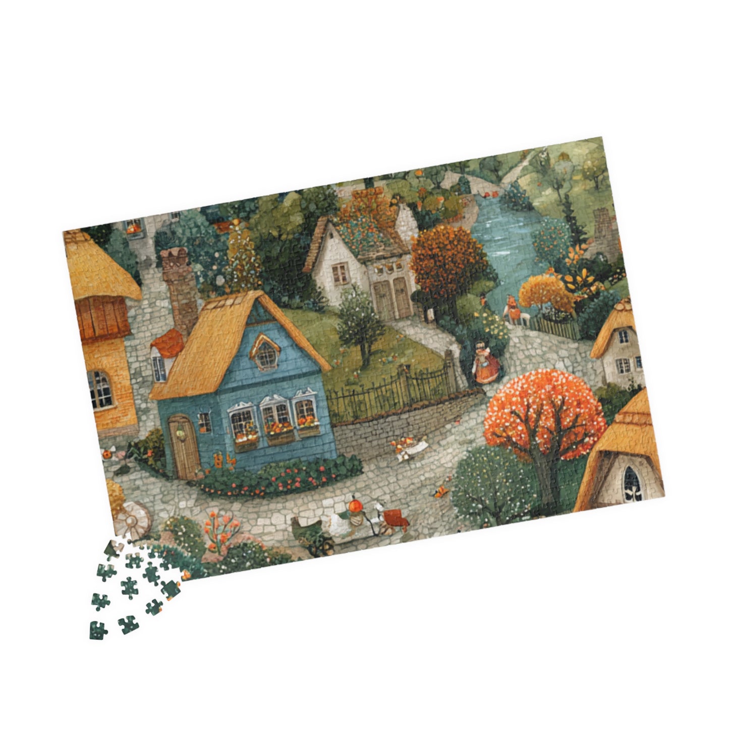 Cozy Village Countryside Jigsaw Puzzle — Autumn Scenic 110/252/520/1014 pc