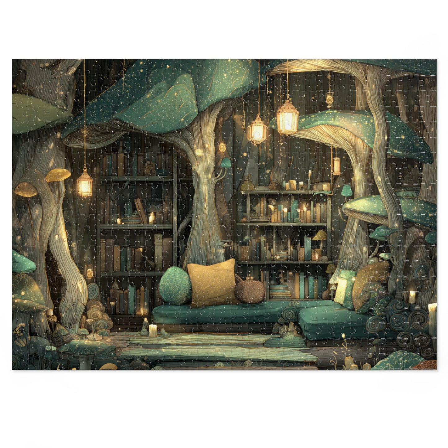 Mystical Mushroom Library Jigsaw Puzzle (with Tin)