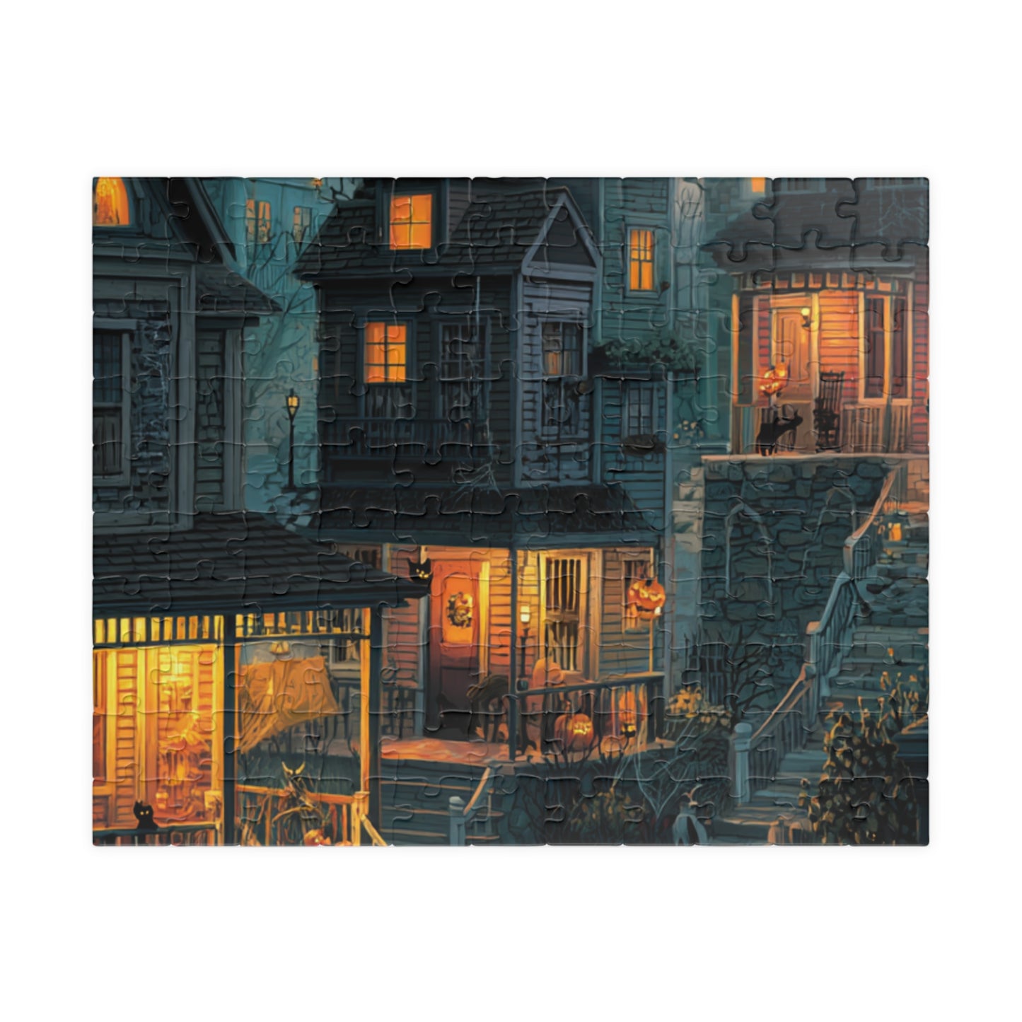 Creepy Town on Halloween Night Puzzle, Spooky Haunted Jigsaw for Family Game Night & Seasonal Fun, 110-1014 Piece Jigsaw Puzzle