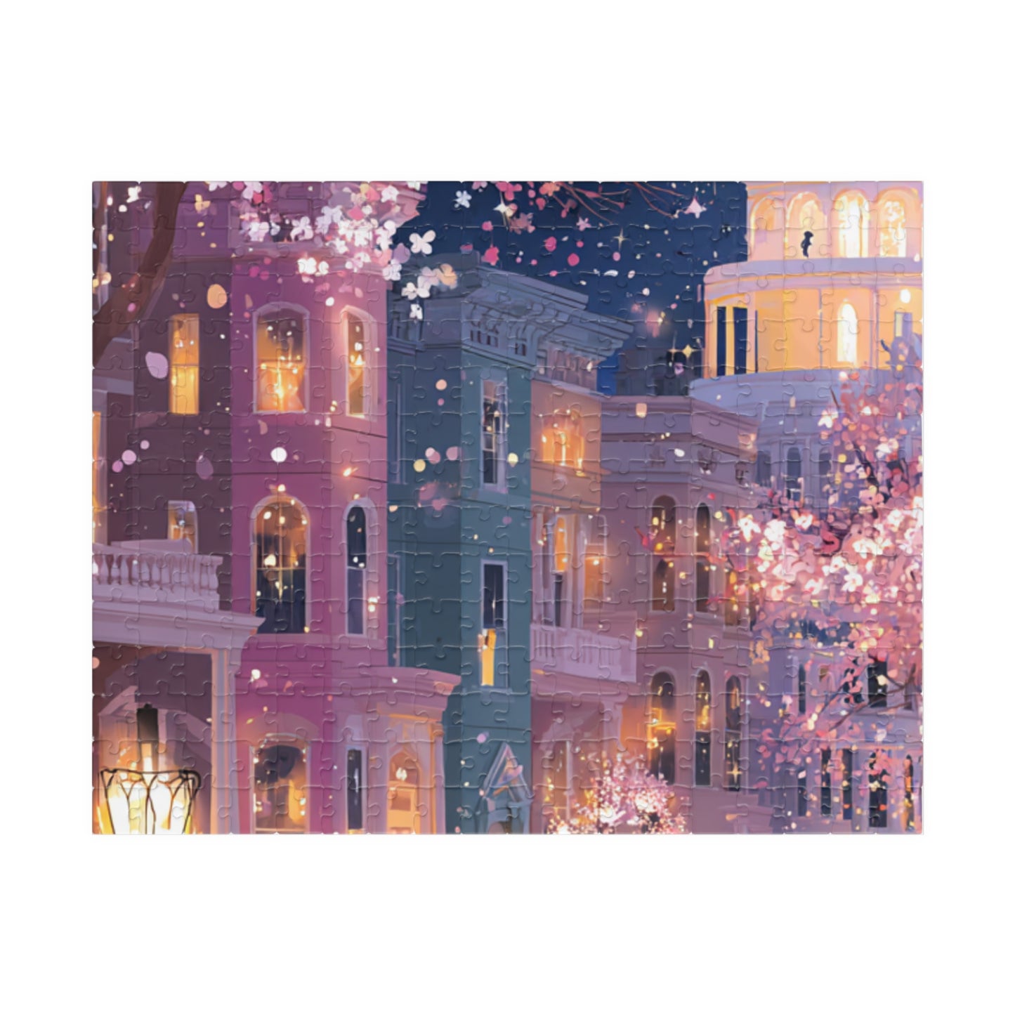 Washington DC Cherry Blossom Cityscape Puzzle — Scenic Nighttime Street 110–1014 Piece Jigsaw