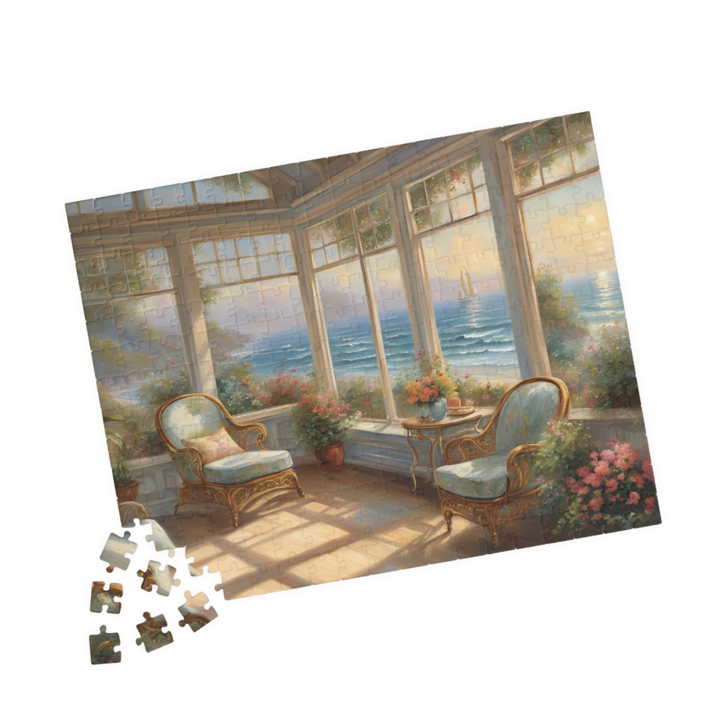 Coastal Sunroom Bliss: A Serene Seaside Escape Puzzle (110, 252, 520, 1014-piece)