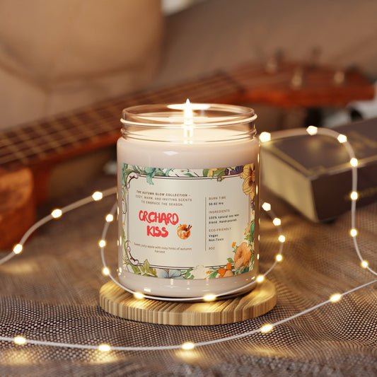 Orchard Kiss Autumn Glow Candle Collection | Cozy Fall Soy Candles | 9oz Jar | Apple Harvest, Cinnamon Vanilla, Clean Cotton | Jazz N’ Coffee Puzzles