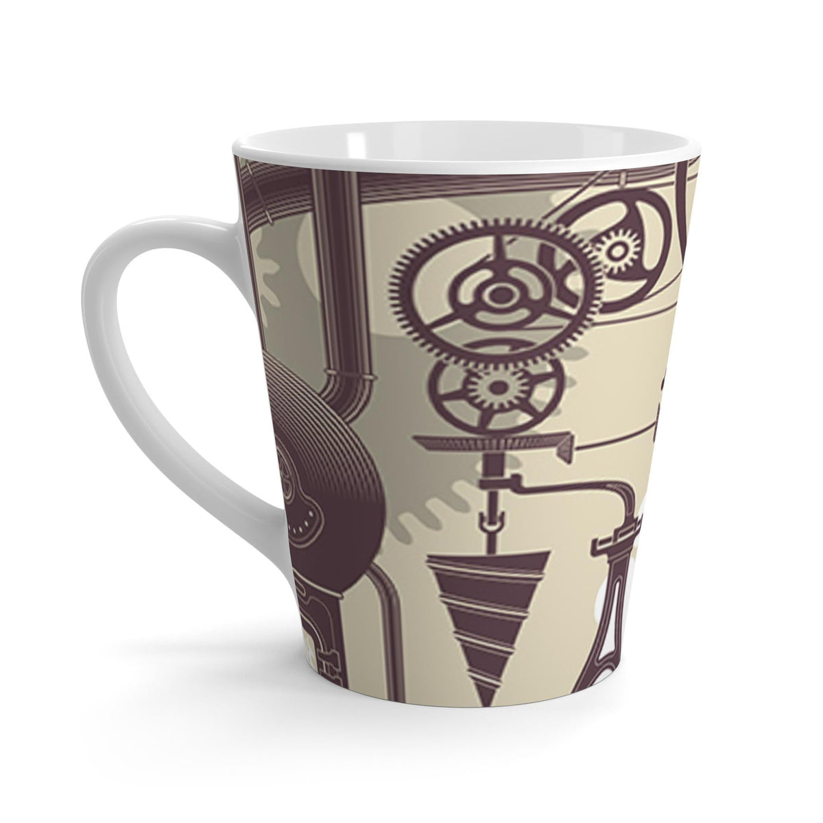 Steampunk Latte Mug - Vintage Industrial Design, Coffee Lover Gift, Unique Cup for Home, Office, Birthday, and Holidays