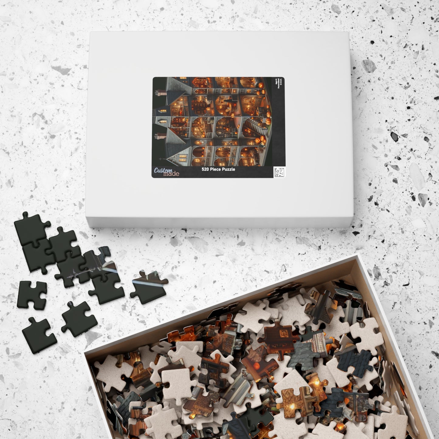 Creepy Halloween House Puzzle, Haunted Rooms Jigsaw, Spooky Holiday Activity (110, 252, 520 Pieces)