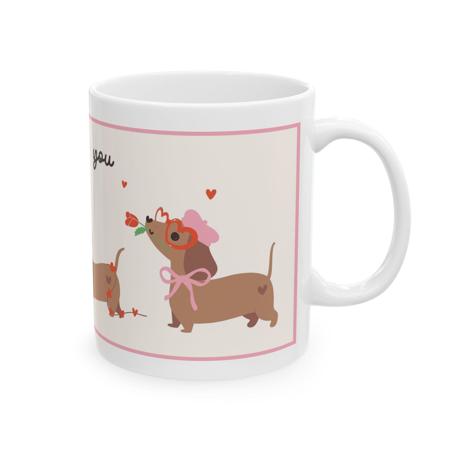 Cute Dachshund Mug, I Woof You Sausage Dog Coffee Cup, Funny Wiener Dog Lover Gift, Dog Mom Mug, 11oz and 15oz