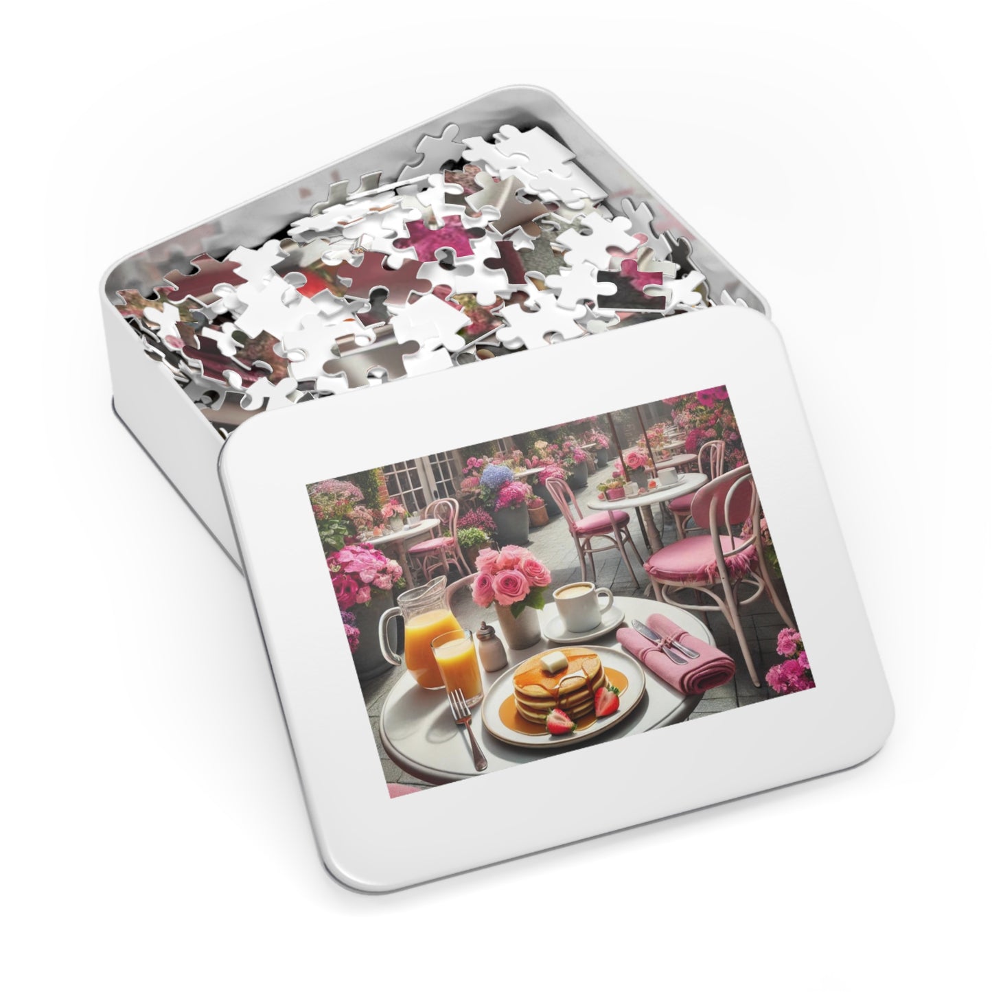 Blooming Café Bliss: Pancakes In Paradise- Jigsaw Puzzle