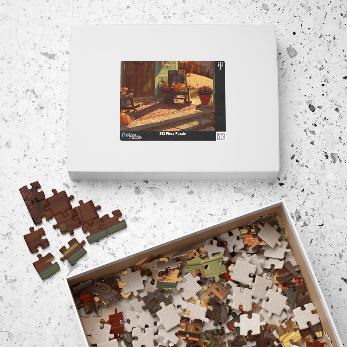 Autumn Porch Scene Jigsaw Puzzle — Cozy Fall Pumpkin Puzzle (110–1014 Pieces)
