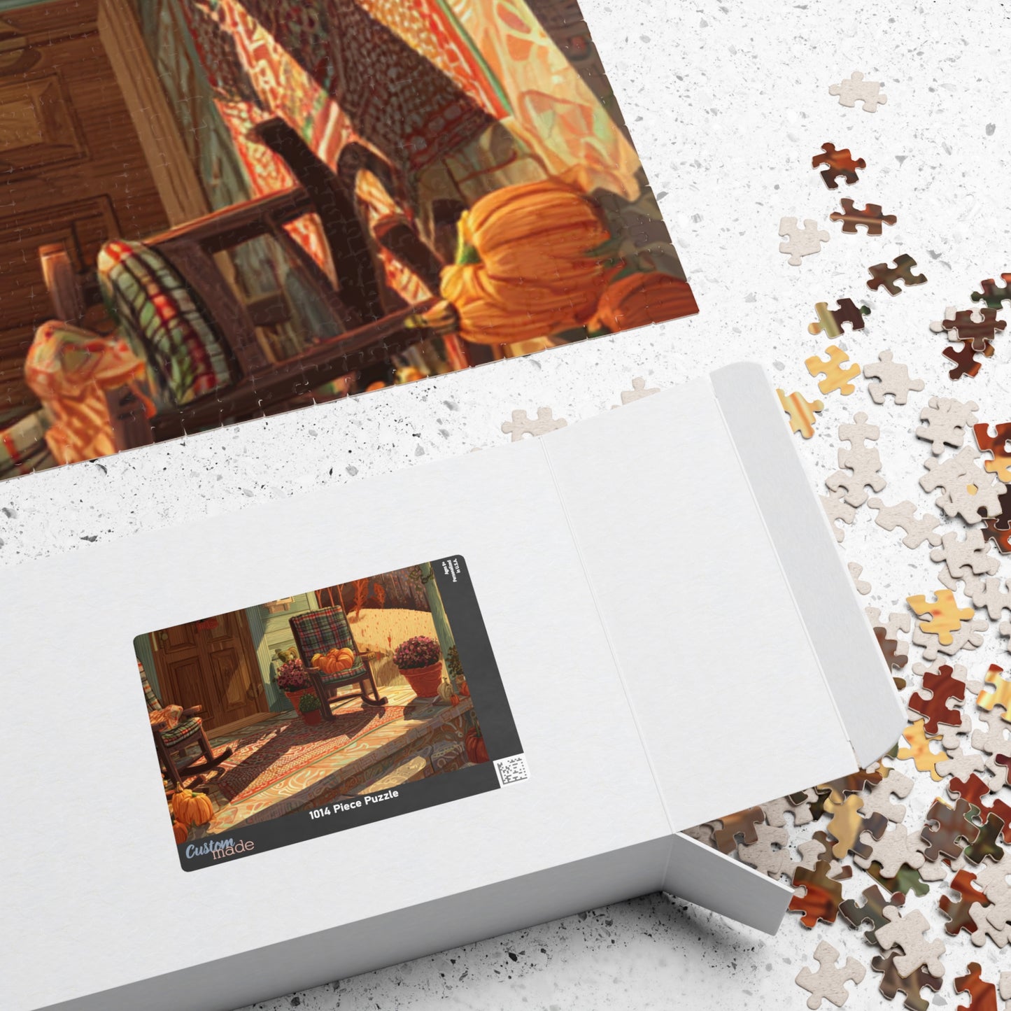 Autumn Porch Scene Jigsaw Puzzle — Cozy Fall Pumpkin Puzzle (110–1014 Pieces)