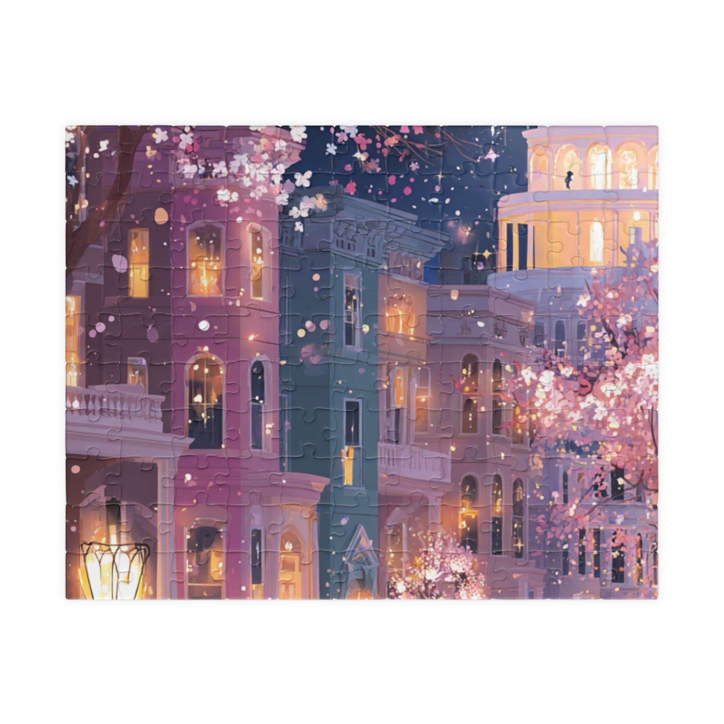 Washington DC Cherry Blossom Cityscape Puzzle — Scenic Nighttime Street 110–1014 Piece Jigsaw