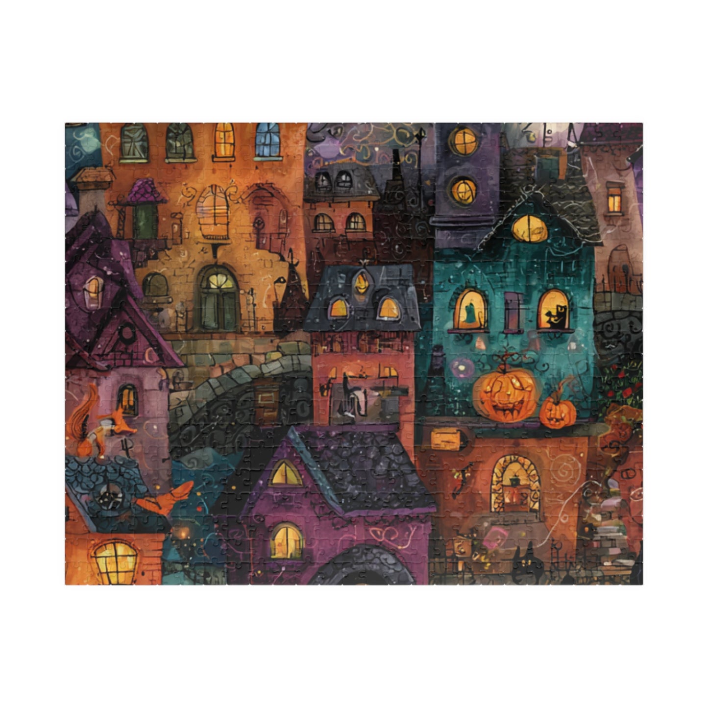 Spookington Village Puzzle Collection, Whimsical & Spooky Halloween Town Jigsaw for Family Fun, Spooky Atmosphere, Halloween Puzzle Gift