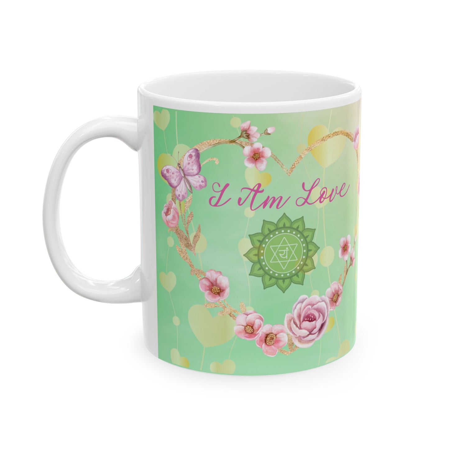 Heart Chakra Mug, Ethereal Chakra Mug Collection, Love & Compassion Coffee Mug with Heart Symbolism, Spiritual Gift, 11oz, 15oz Mug