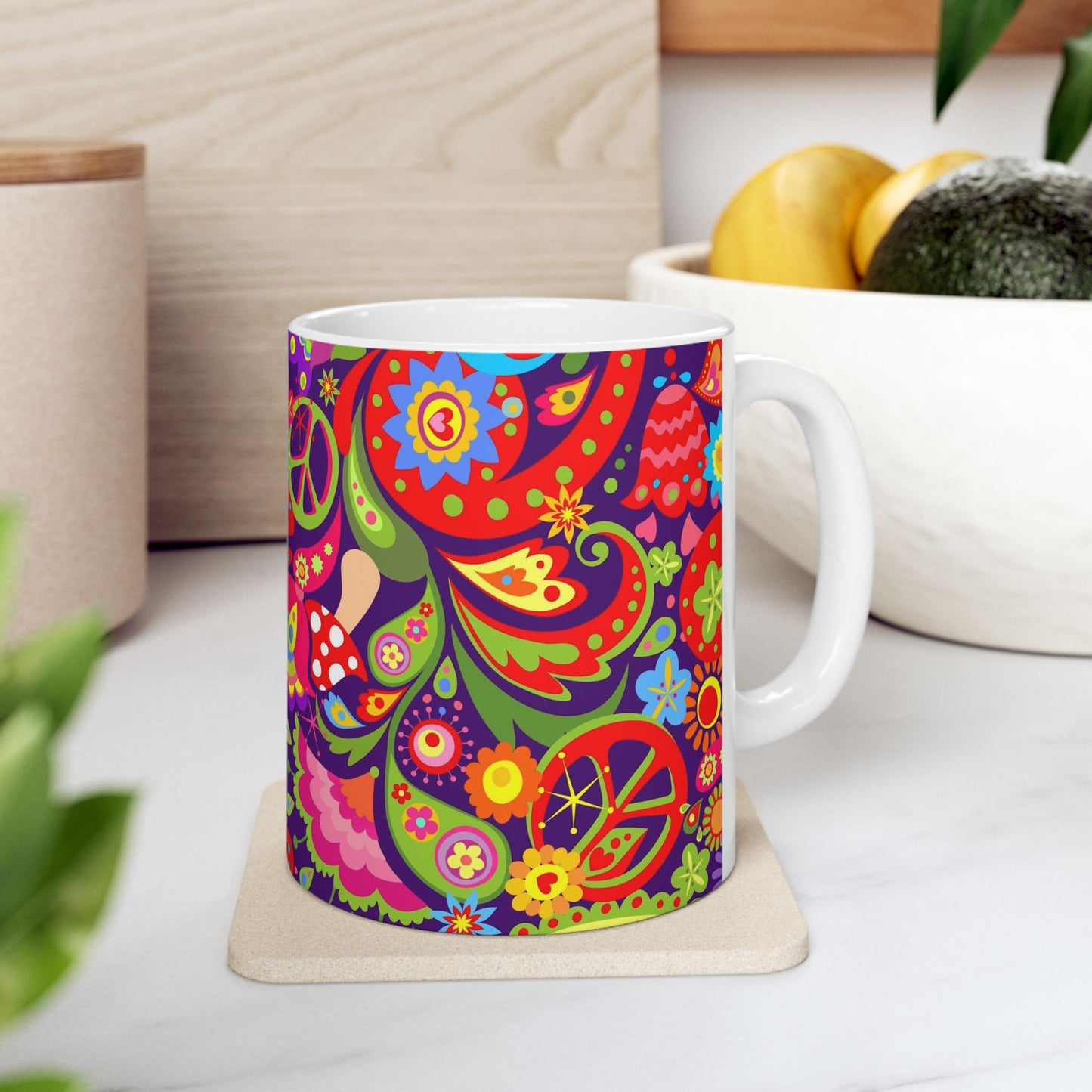 Colorful Peace-Themed Ceramic Mug