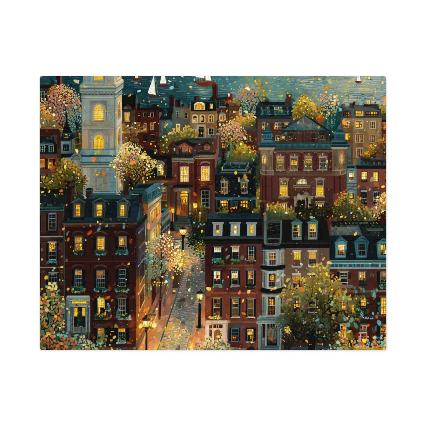 Whimsical Boston Puzzle – A Magical New England Adventure Jigsaw Puzzle with Tin