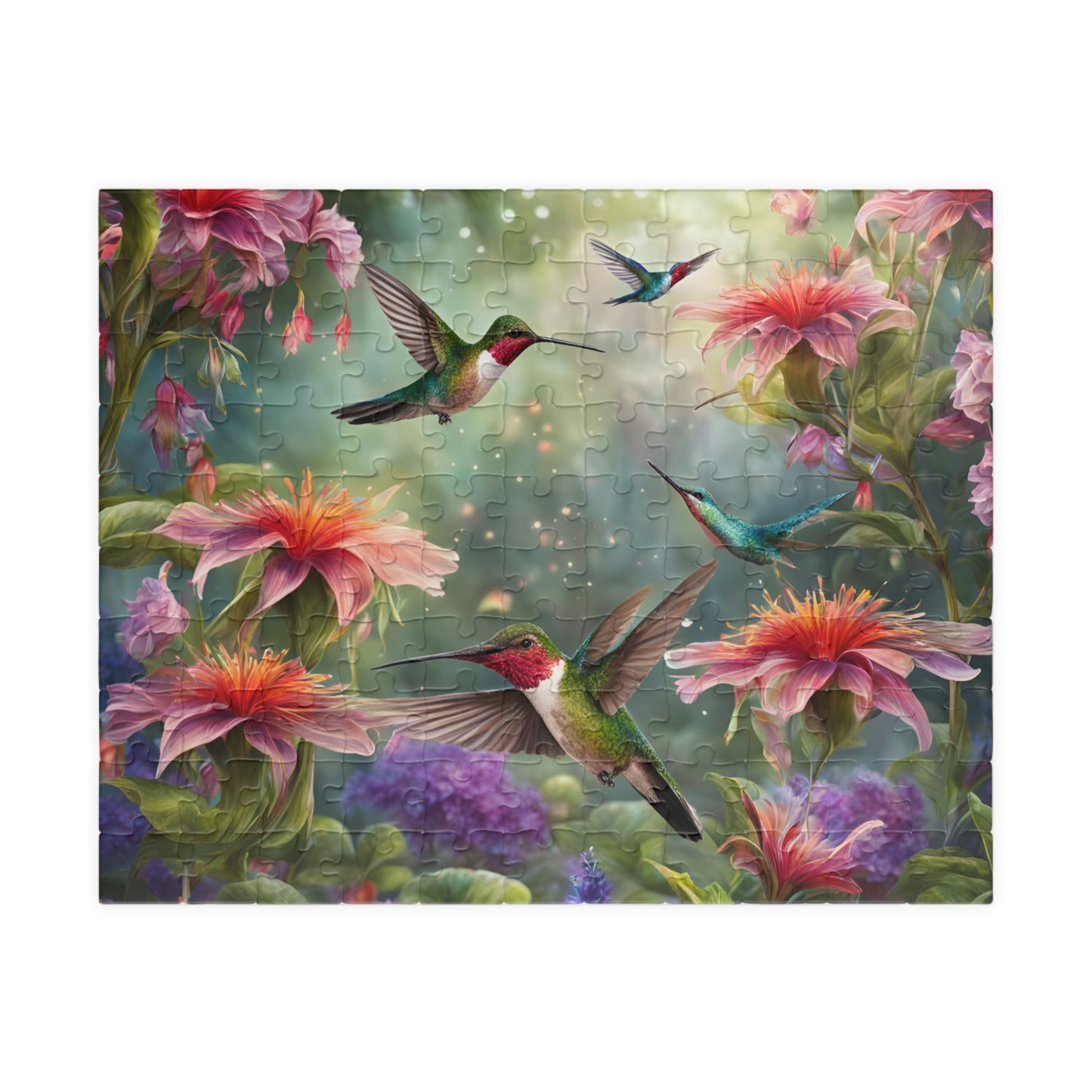Nature's Harmony Puzzle - Colorful Hummingbirds & Flowers, 110-1014 pieces, Perfect for Family Time, Gifts, and Relaxation