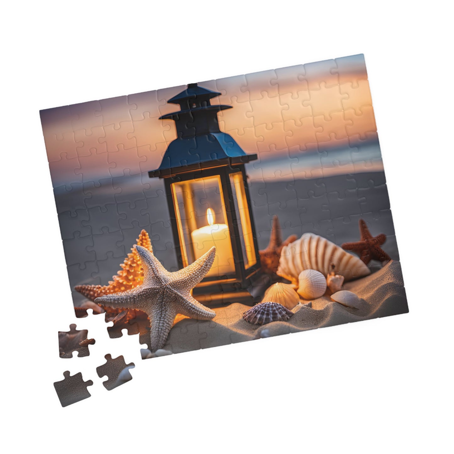 Serenity with Seashells and Lantern, Coastal Decor, Gift for Ocean Lovers, Family Game Night
