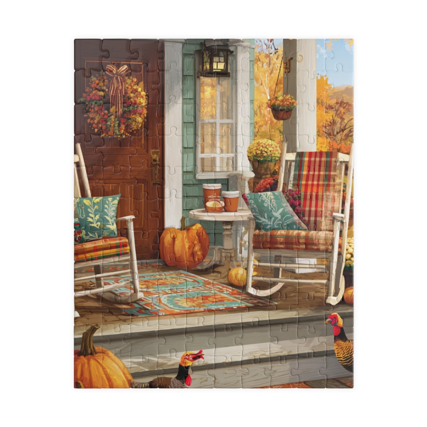 Cozy Autumn Porch Scene Jigsaw Puzzle — Fall Decor Puzzle (110/252/520/1014 pcs)