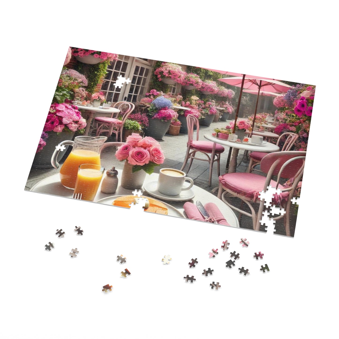 Blooming Café Bliss: Pancakes In Paradise- Jigsaw Puzzle