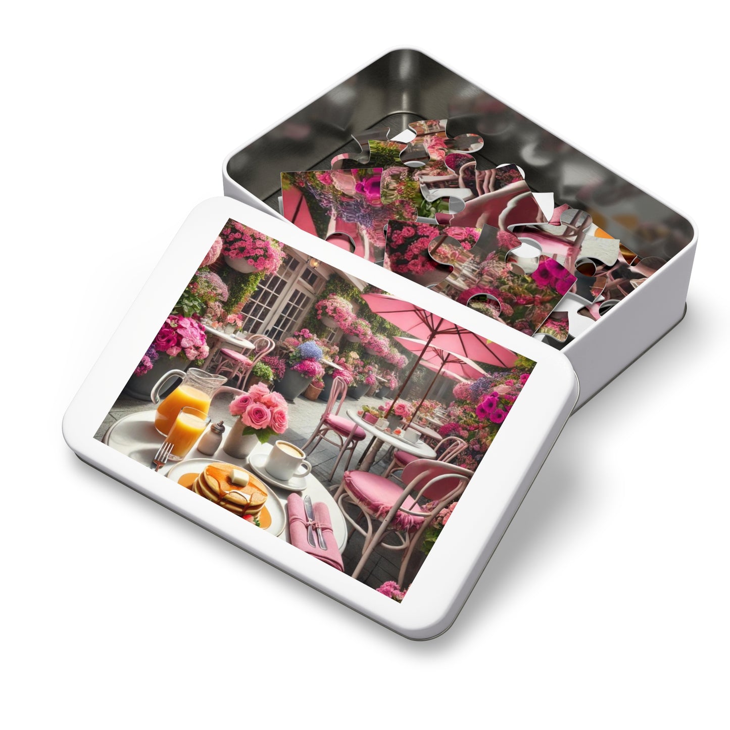 Blooming Café Bliss: Pancakes In Paradise- Jigsaw Puzzle