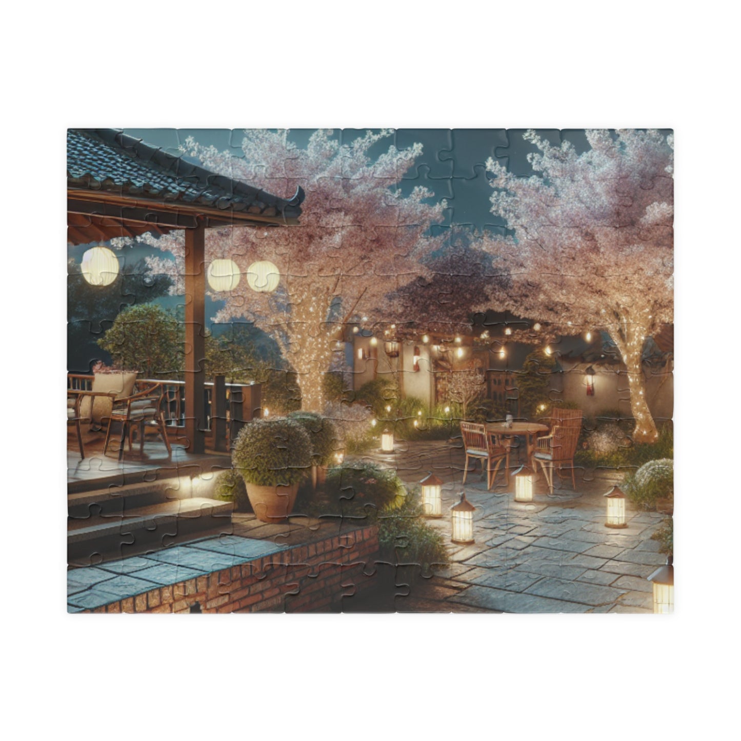 Midnight Blossom Porch-Cherry Blossom Jigsaw Puzzle