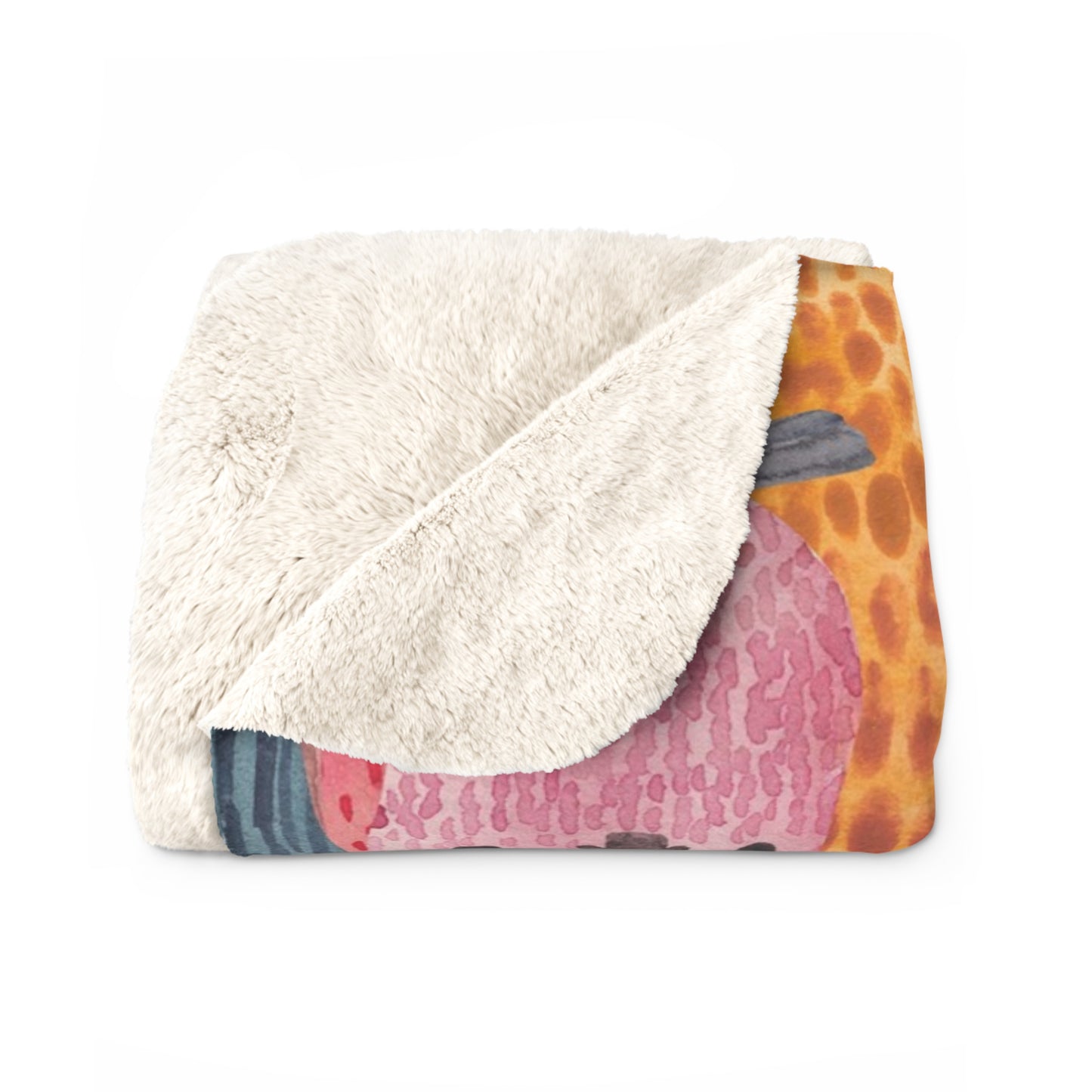 Cozy Forest Sherpa Blanket — Colorful Watercolor Trees Throw