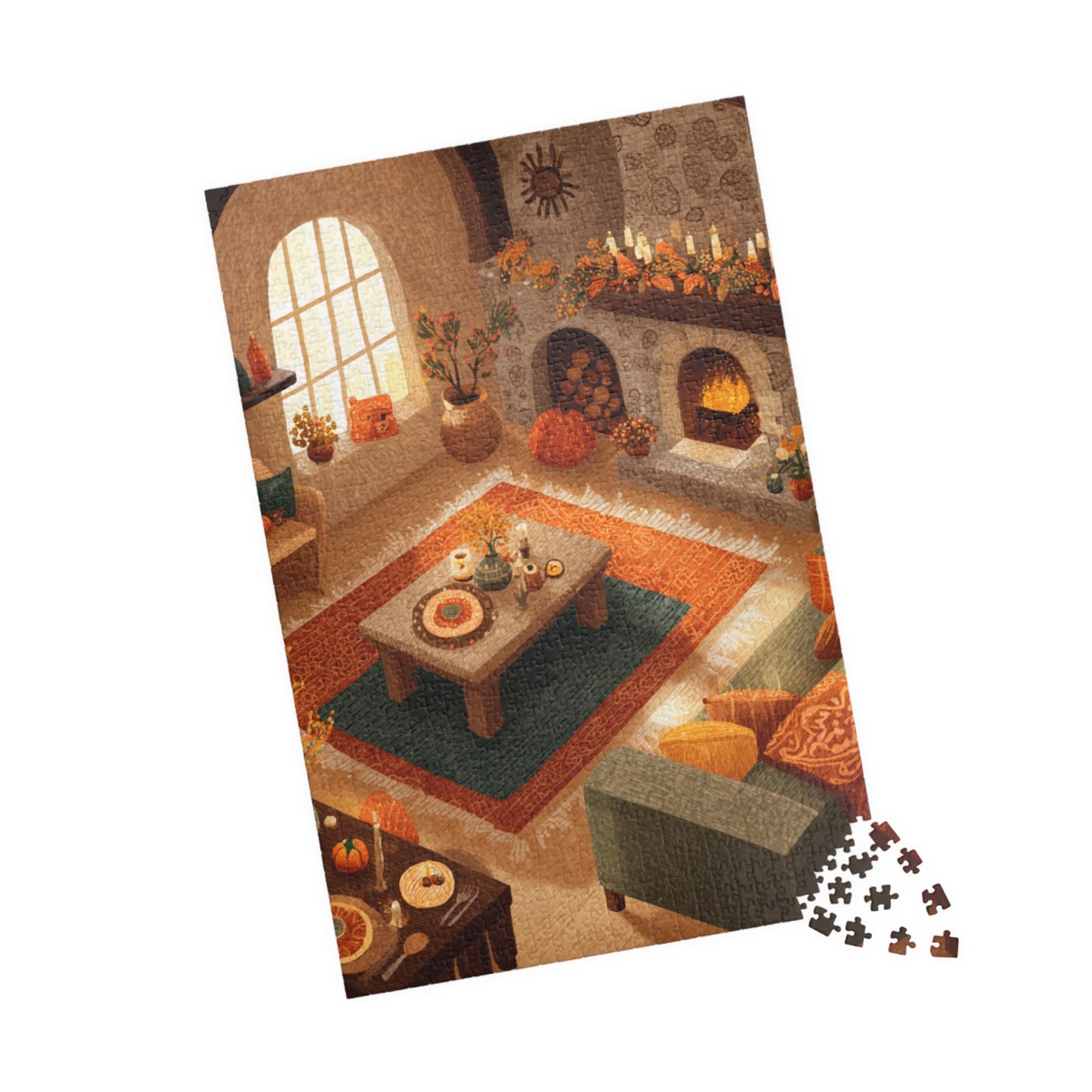Fireside Comfort Puzzle | Cozy Autumn Living Room Scene | Glowing Fall Fireplace Jigsaw | Jazz N’ Coffee Puzzles