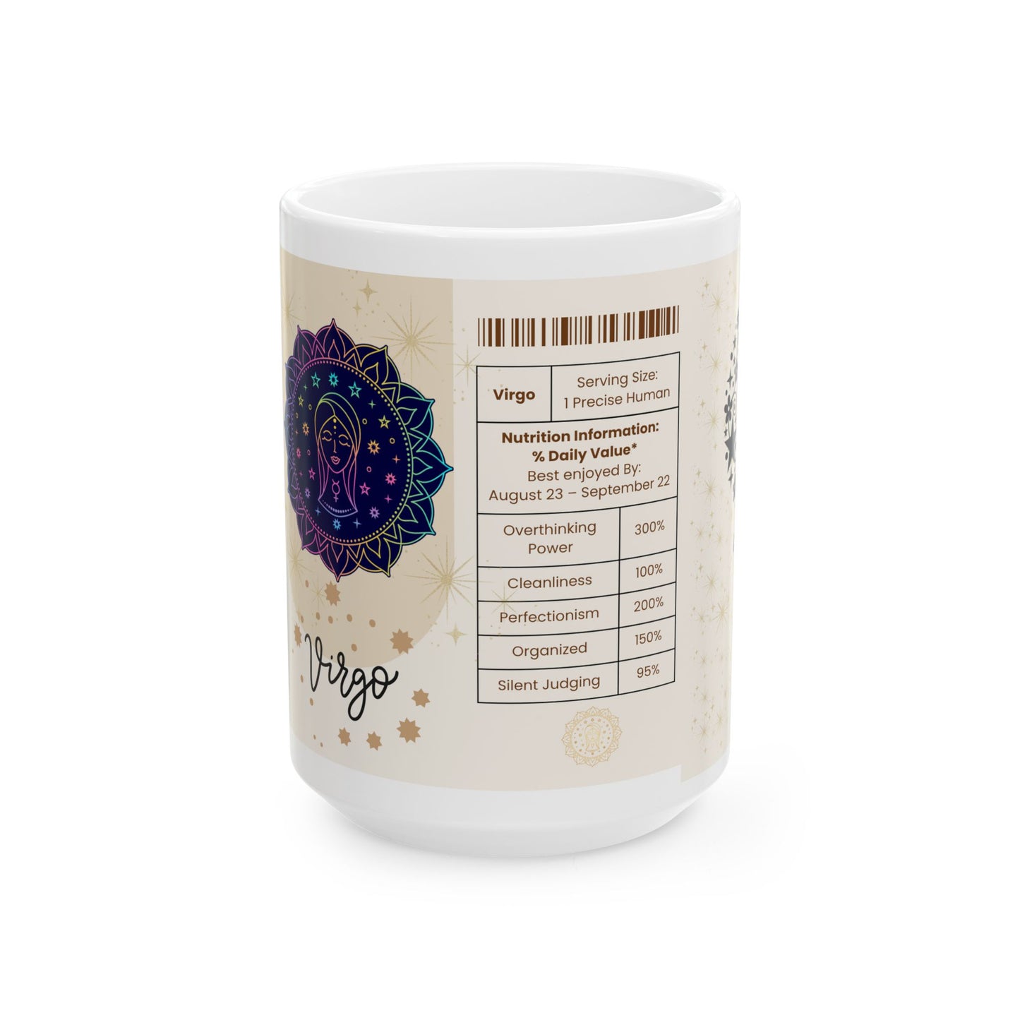 Virgo Nutrition Facts Mug, Funny Astrology Gift, Zodiac Ceramic Mug 11oz & 15oz, Birthday Gift for Virgo, Astrology Lover Gift