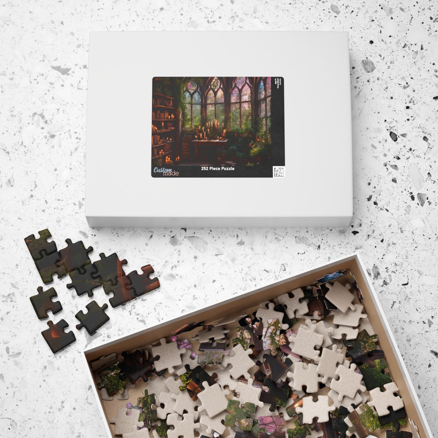 Magical Cozy Library Puzzle, 110, 252, 520, 1014-piece, Magical cozy library puzzle with enchanted books and mystical artifacts"