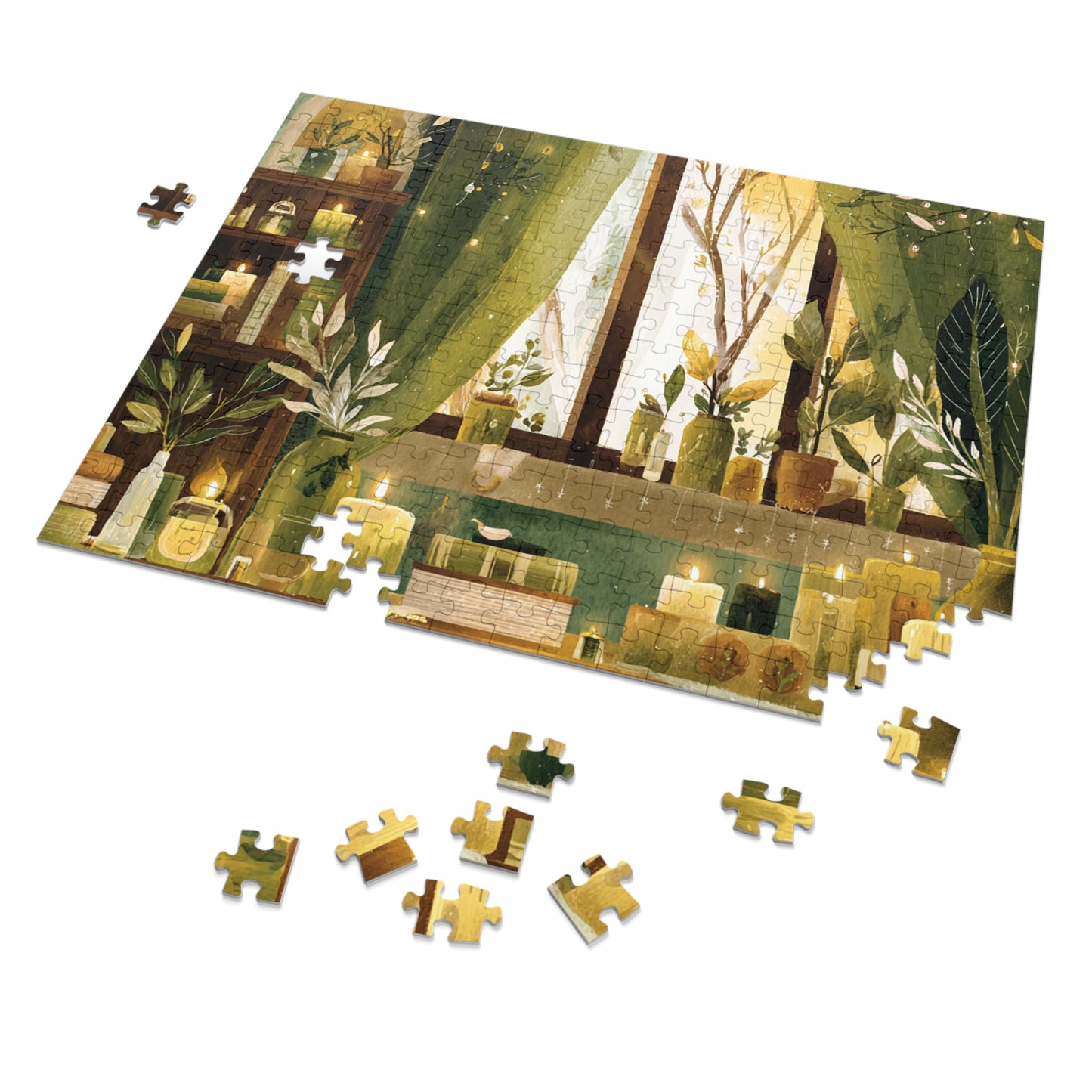 Botanical Candlelight Puzzle — 500‑Piece Jigsaw with Tin