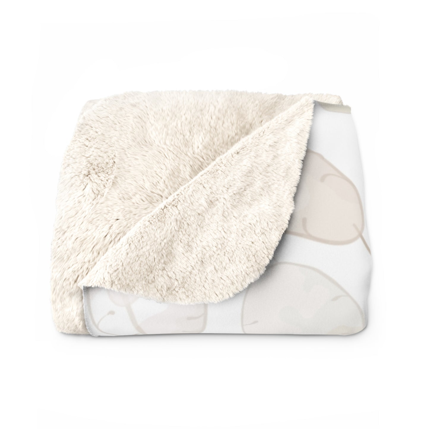 Cream & Beige Subtle Leaves Sherpa Fleece Blanket | Cozy Fall Throw | Neutral Home Decor | Soft Plush Blanket Gift | Warm Autumn Blanket