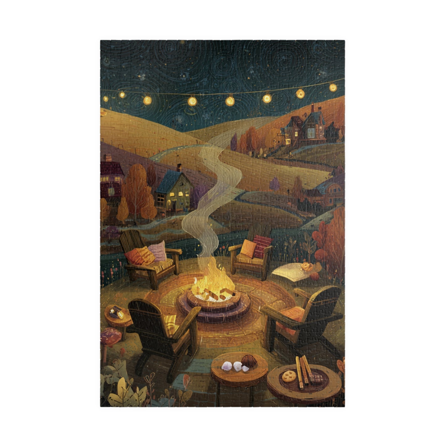 Fireside Glow Puzzle | Relaxing Campfire Scene | Cozy Outdoor Jigsaw | Family Game Night Gift | Jazz N’ Coffee Puzzles