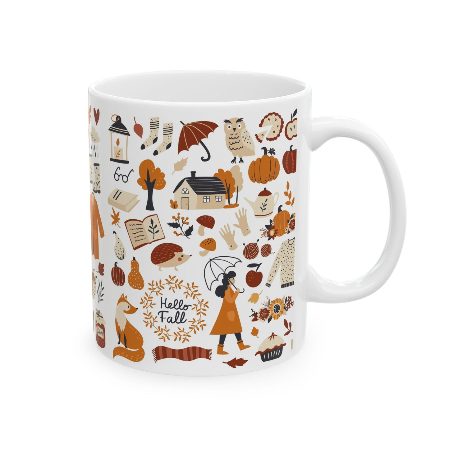 Cozy Autumn Ceramic Mug, Fall Coffee Cup, Pumpkin Spice Gift, Seasonal Kitchen Decor, Cute Fox Design, Perfect For Fall Celebrations