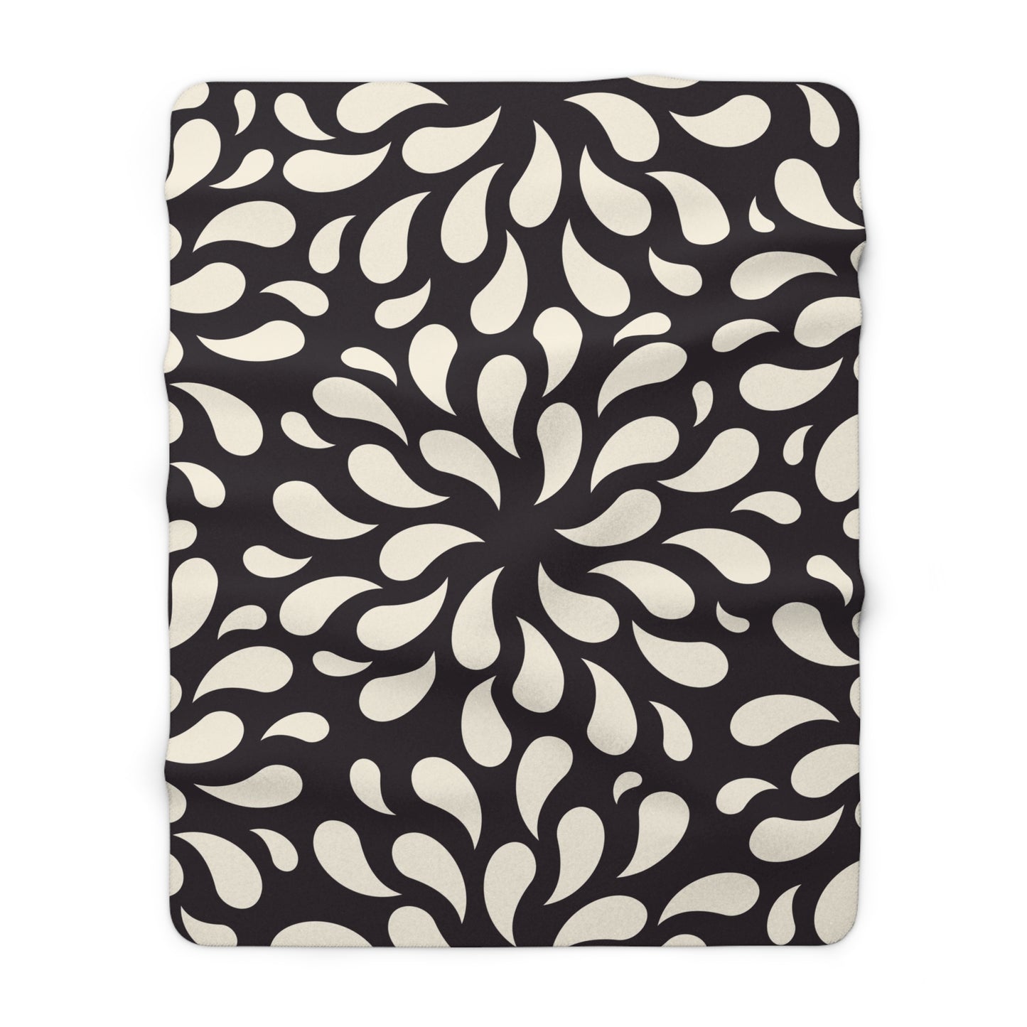 Black & Cream Swirl Sherpa Blanket — Cozy Geometric Fleece Throw
