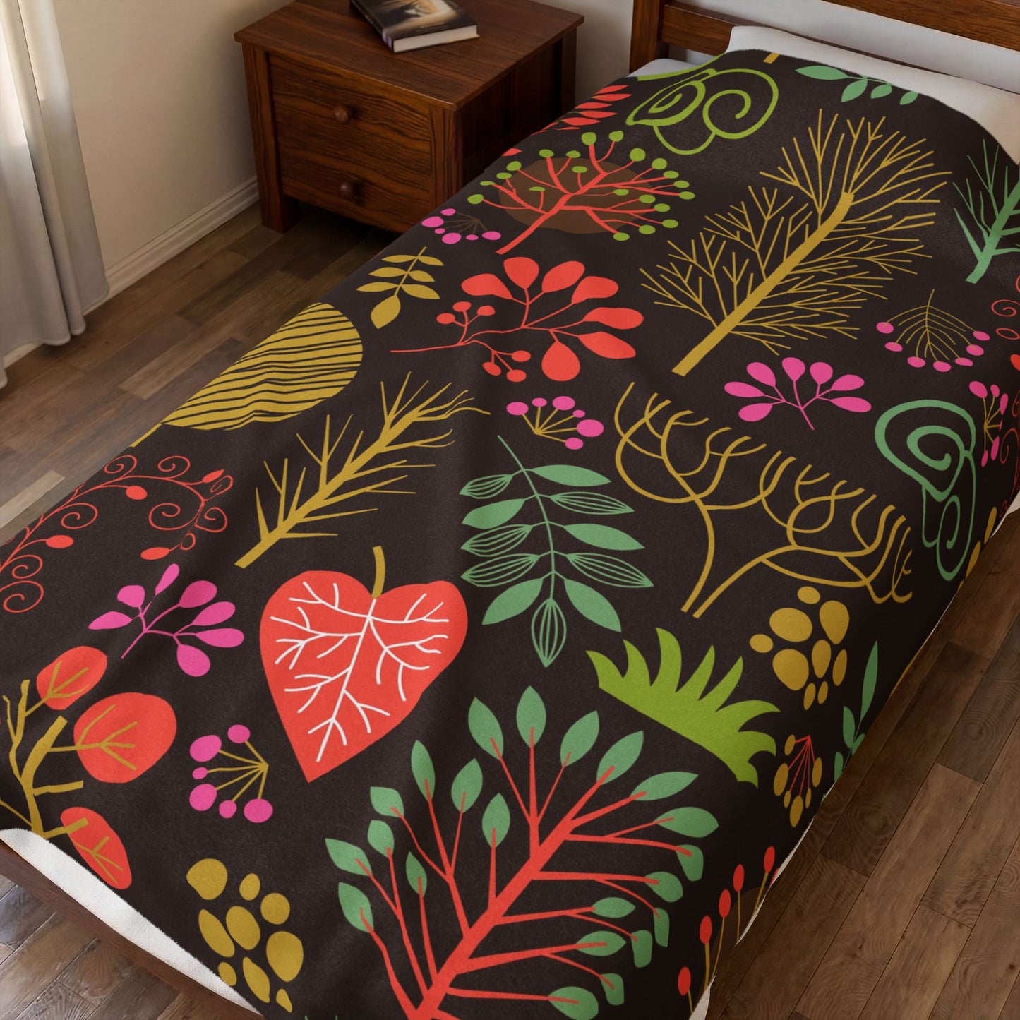 Floral Forest Velveteen Plush Blanket