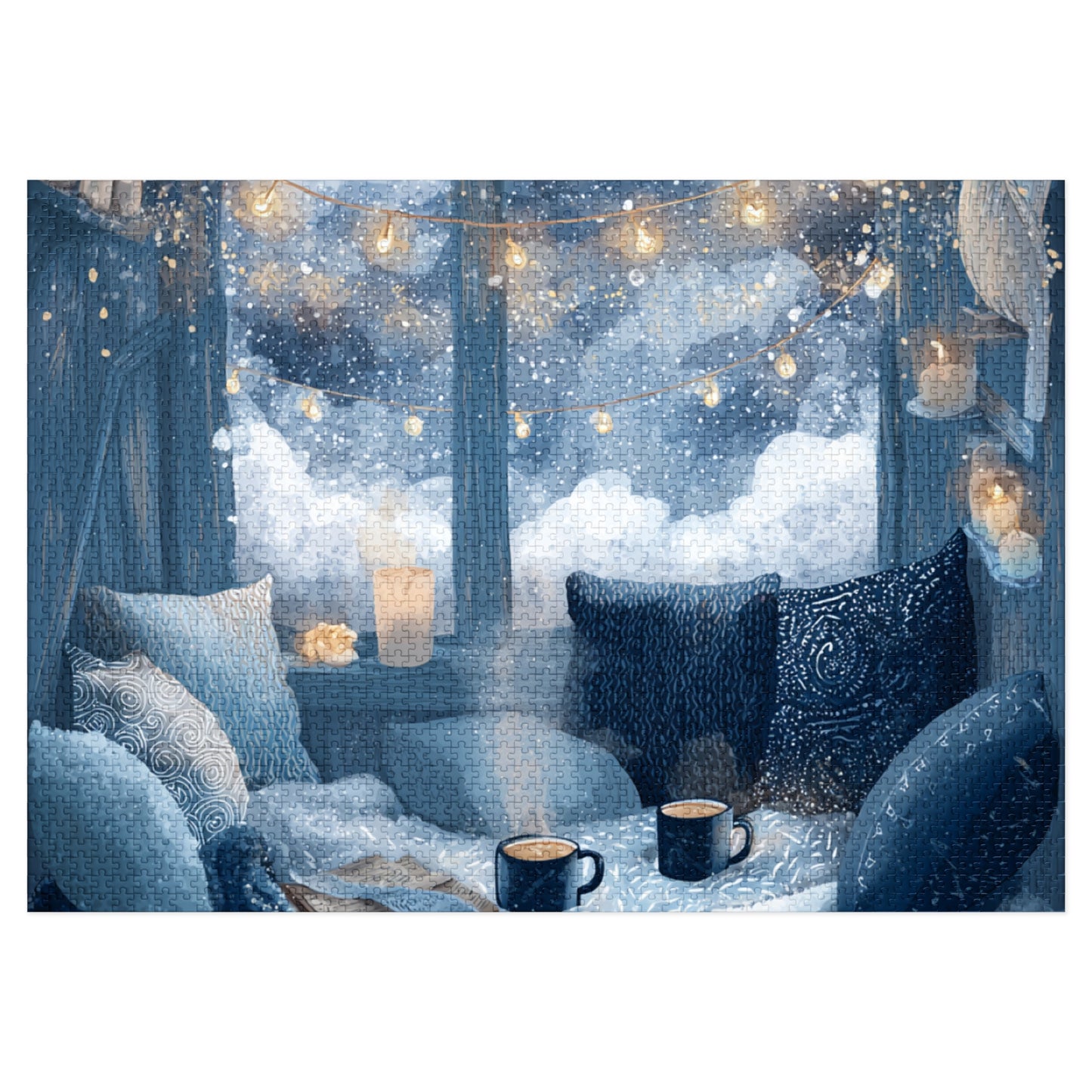 Snowy Window Glow Cozy Winter Night Hygge Jigsaw for Relaxing Evenings & Holiday Gifts