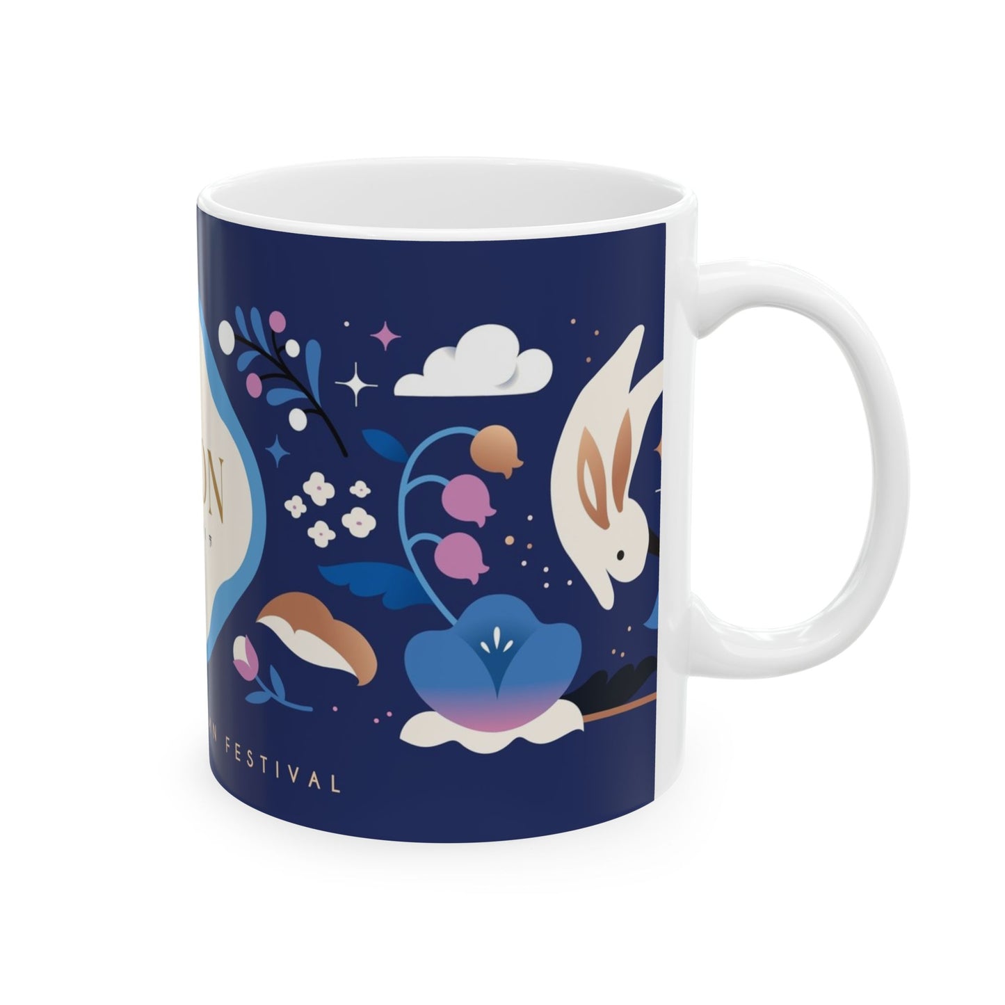 Mid-Autumn Festival Ceramic Mug,  Mid Autumn Festival Mug, Moon Rabbit Coffee Cup, Bunny Tea Mug, Asian Holiday Gift, 11oz & 15oz Mug