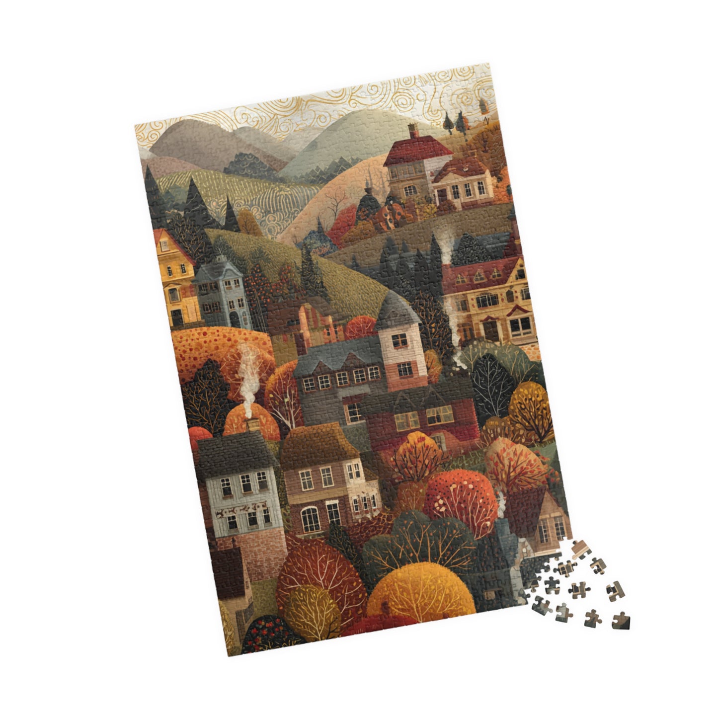 Autumn Village Jigsaw Puzzle — 110/252/520/1014-Piece Cozy Fall Landscape Puzzle