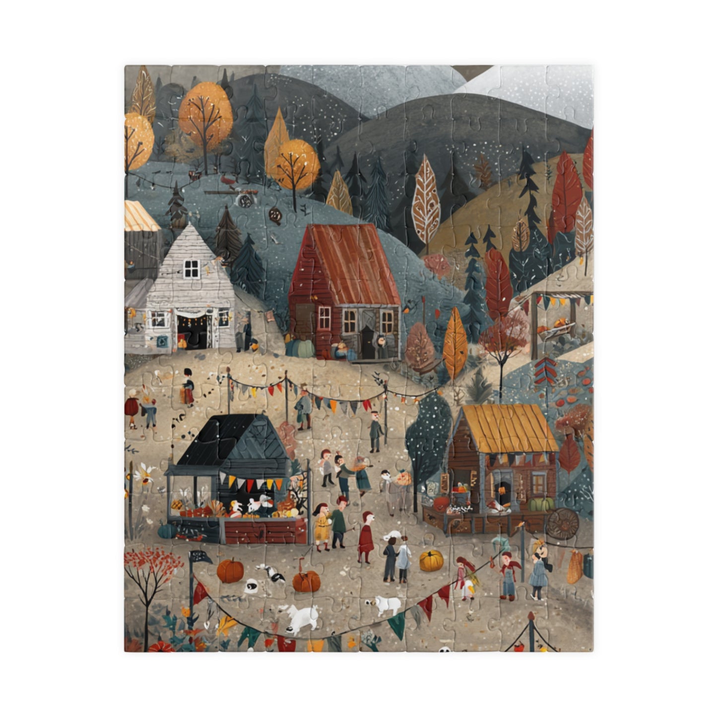 Autumn in a Countryside Village Puzzle | Scenic Fall Landscape | Cozy Autumn Jigsaw | Gift for Nature & Puzzle Lovers | Jazz N’ Coffee Puzzles