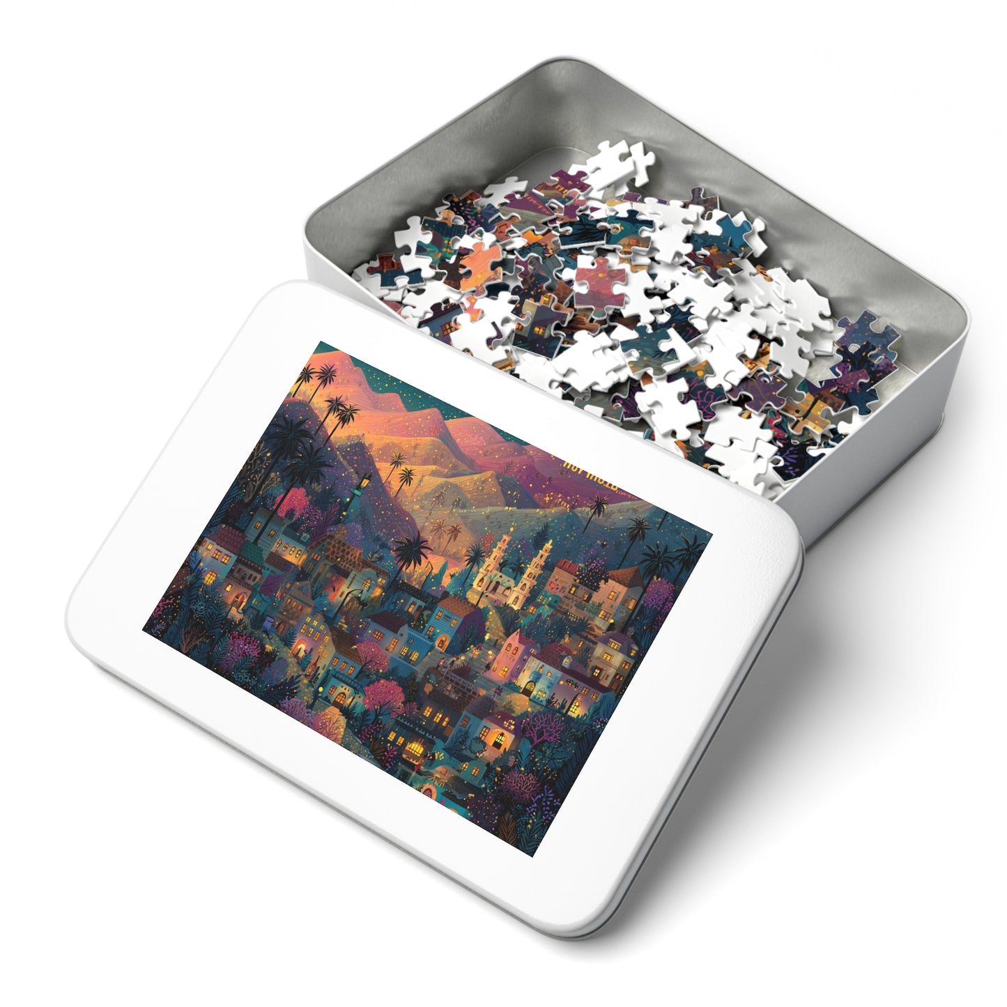 Los Angeles: The Magic of Hollywood Jigsaw Puzzle with Tin