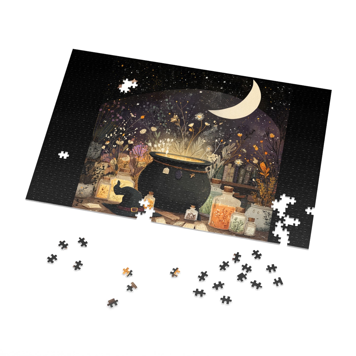 Witchs Magical Cauldron Puzzle with Tin, Bubbling Brews, Enchanted Ingredients & Spellbound Fun, Halloween Puzzle, Witch-Themed Gift