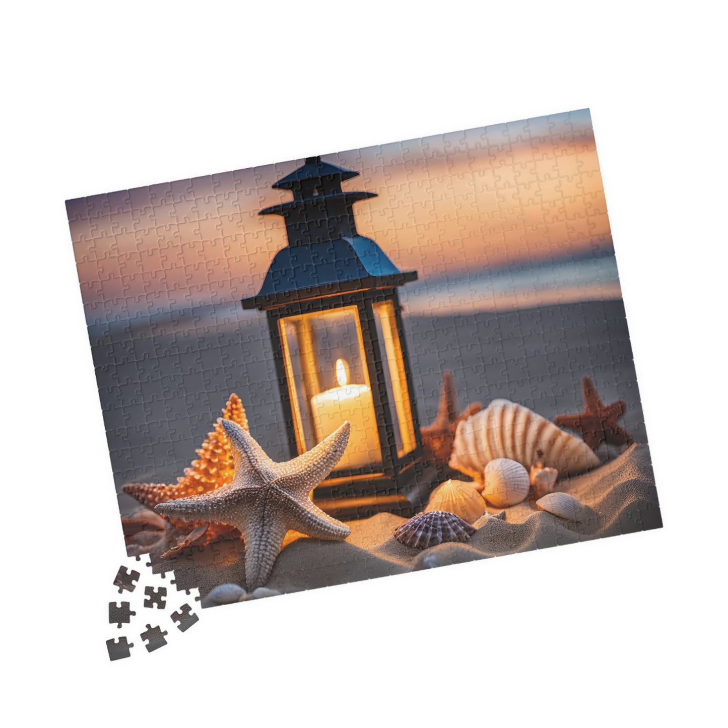Serenity with Seashells and Lantern, Coastal Decor, Gift for Ocean Lovers, Family Game Night