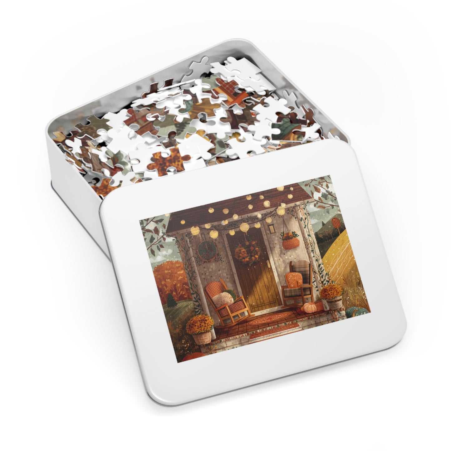 Pumpkin Hollow Porch Puzzle | Rustic Fall Countryside Scene | Cozy Autumn Jigsaw Gift | Jazz N’ Coffee Puzzles