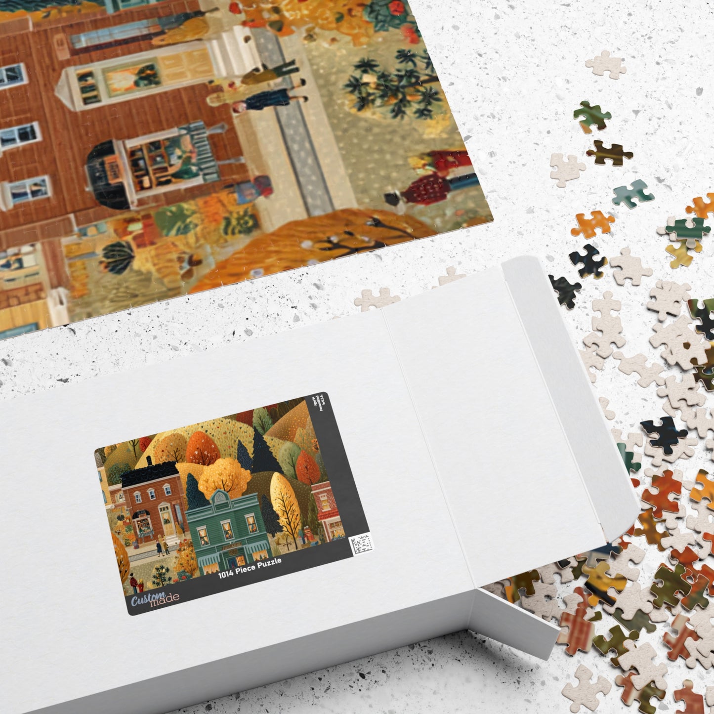 Whispering Pines Village Puzzle | Autumn Mountain Countryside Scene | Cozy Fall Jigsaw Gift | Jazz N’ Coffee Puzzles