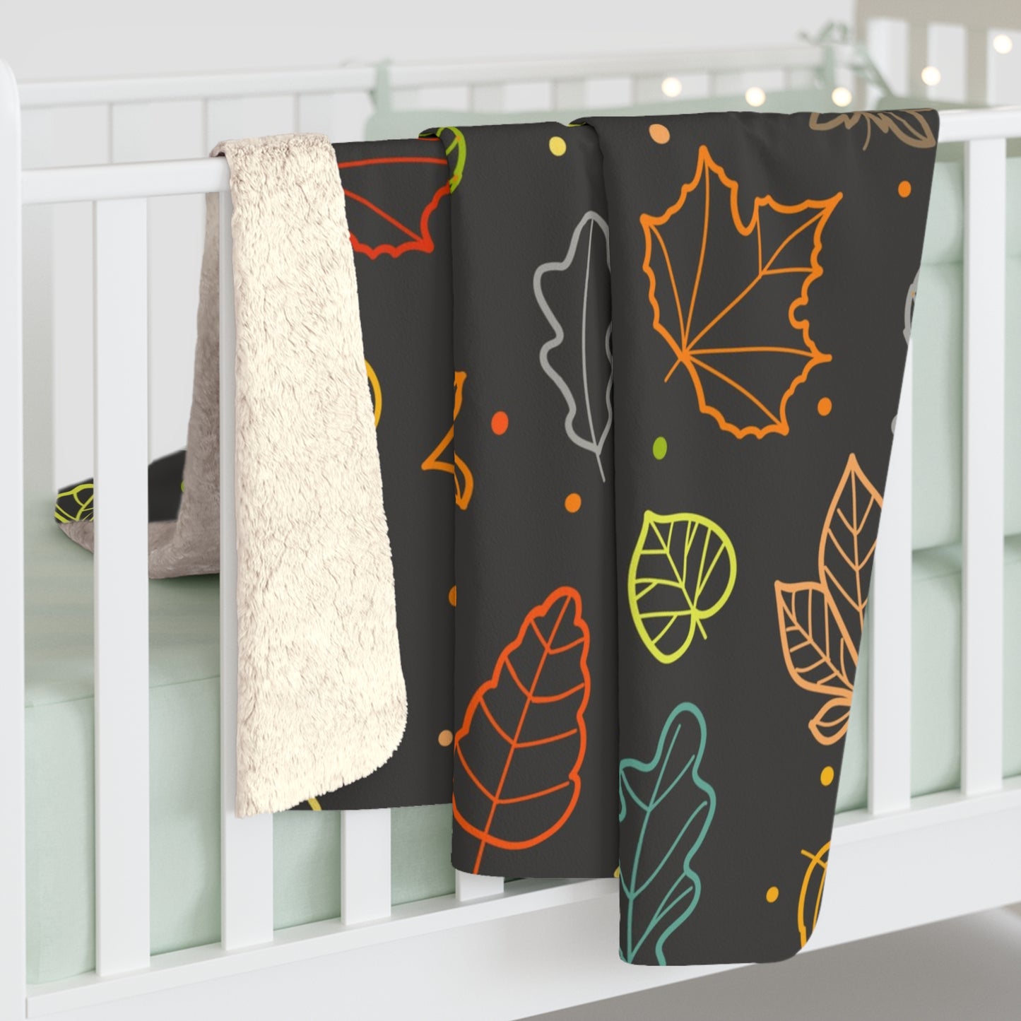 Autumn Leaves Sherpa Blanket — Cozy Fall Throw with Colorful Leaf Pattern