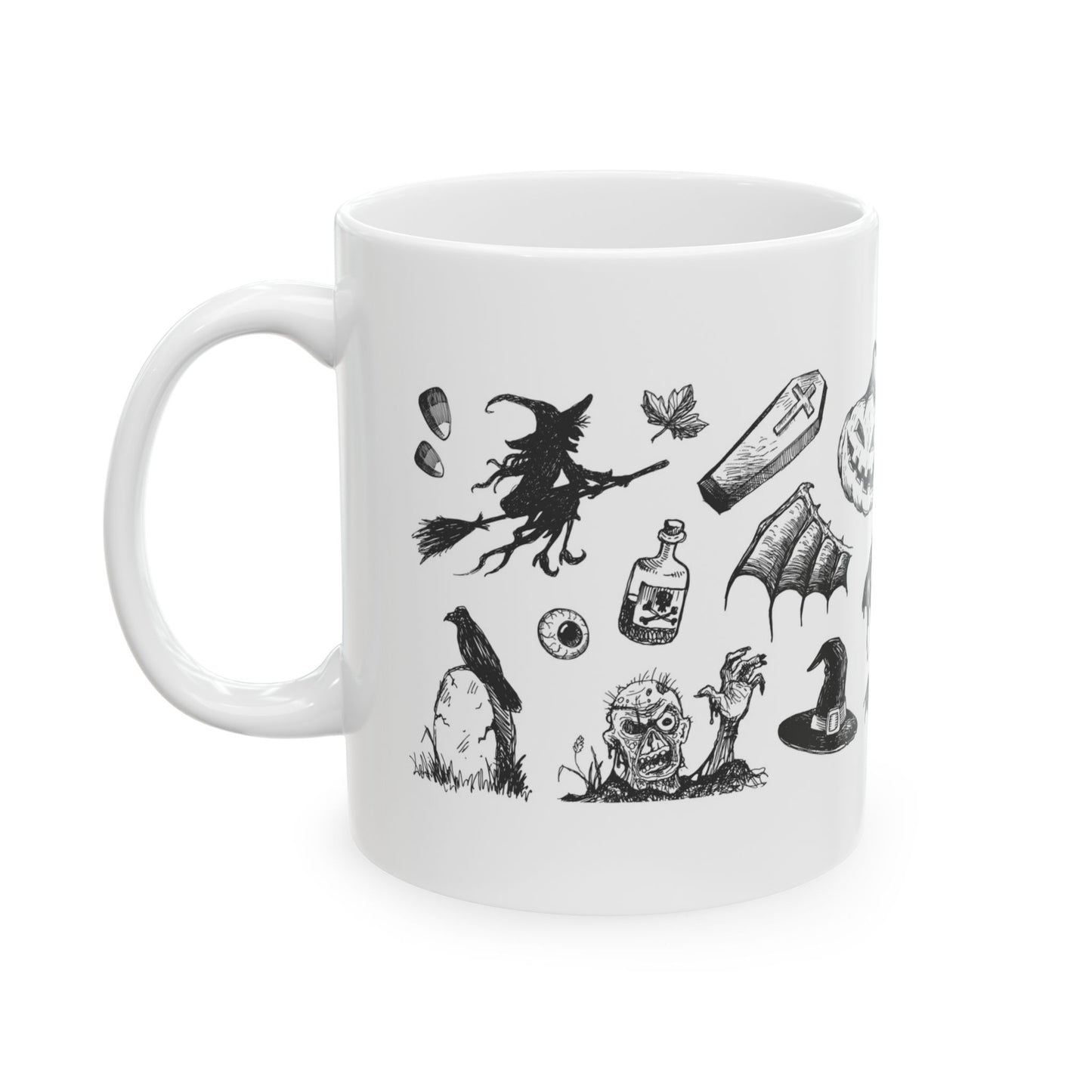 Halloween Ceramic Mug, Spooky Gift, Ghosts & Ghouls, 11oz 15oz, Fall Decor, Unique Halloween Mug