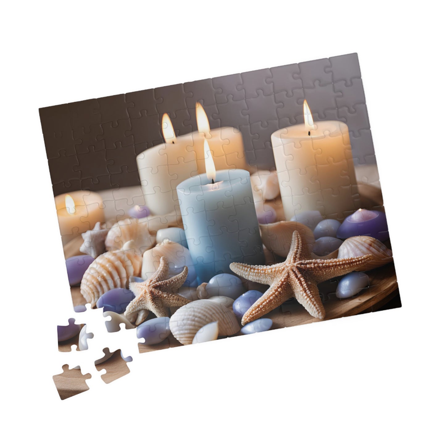 Coastal Charm: Seashell & Candle Serenity Puzzle (110, 252, 520, 1014-piece)