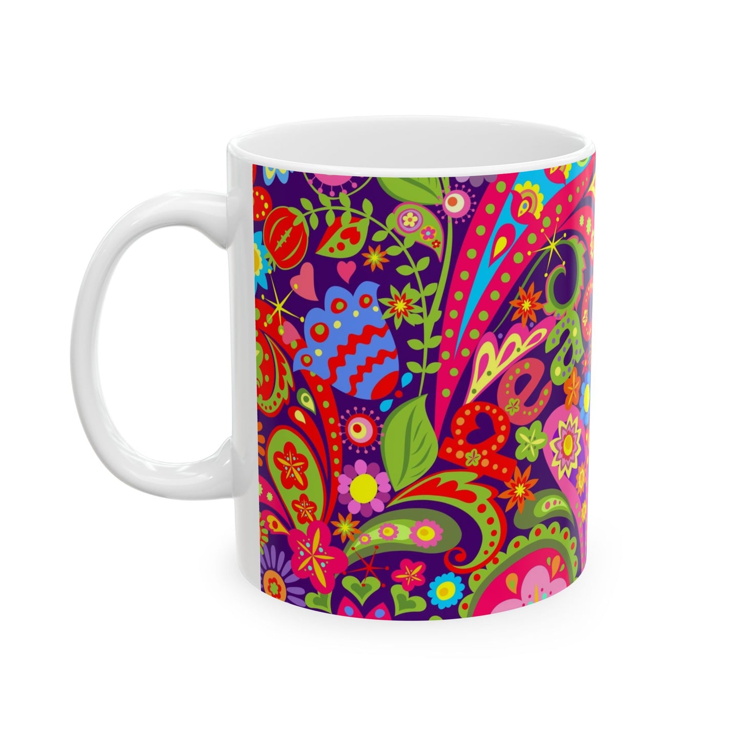 Colorful Peace-Themed Ceramic Mug