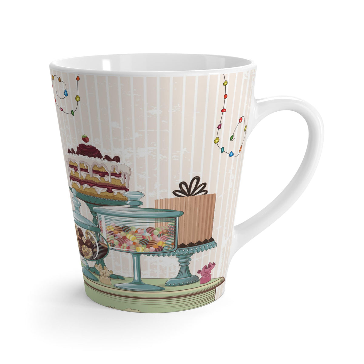 Dessert Cafe Latte Mug,  12 oz, Latte Mug, Coffee Mug, Tea Cup, Cappuccino Mug, Hot Beverage Mug, Gift for Coffee Lover,