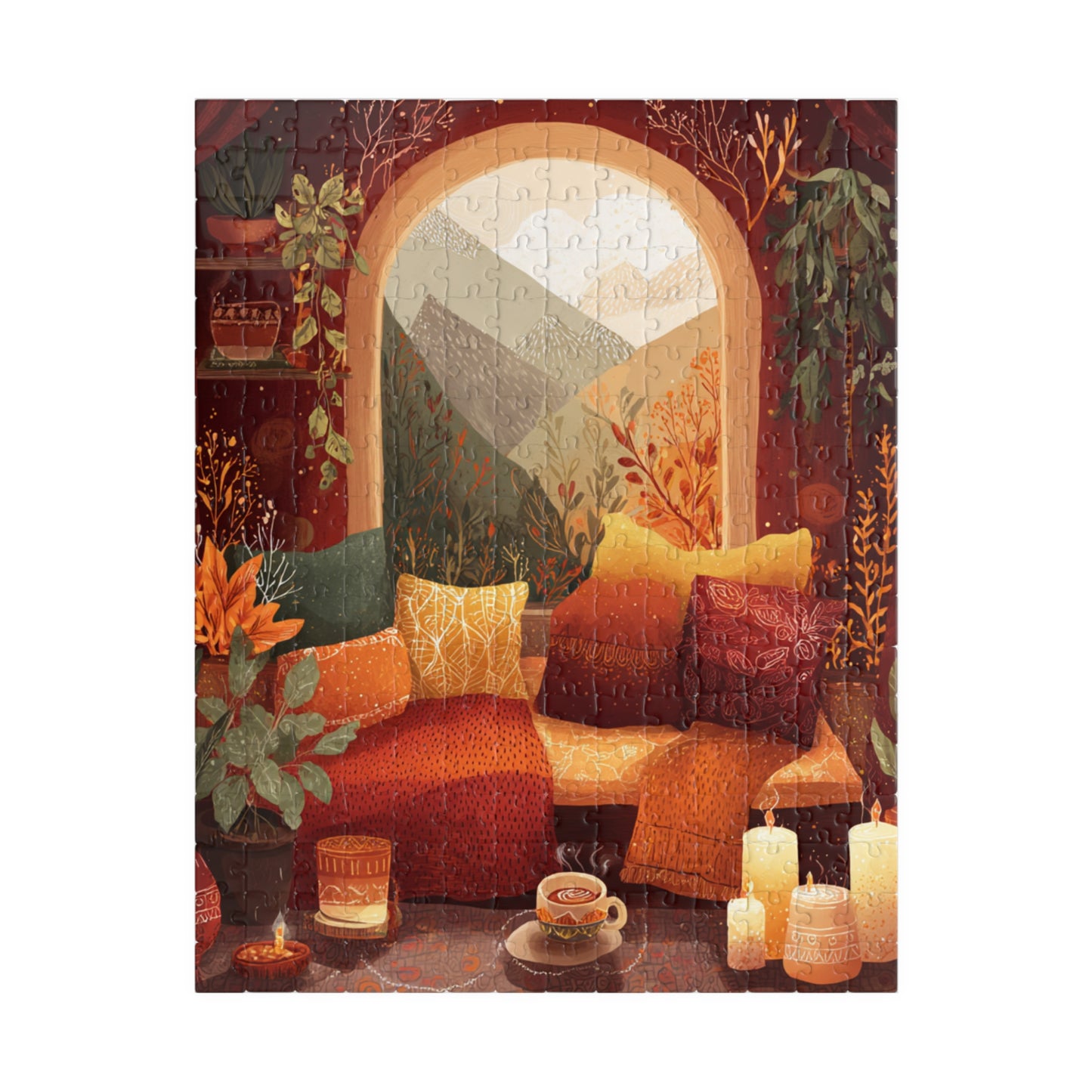 The Autumn Hygge Collection, Autumn Mountain Whispers Puzzle, Cozy Whimsical Autumn Living Room Jigsaw, 110 to 1014 Pieces, Fall Decor Gift