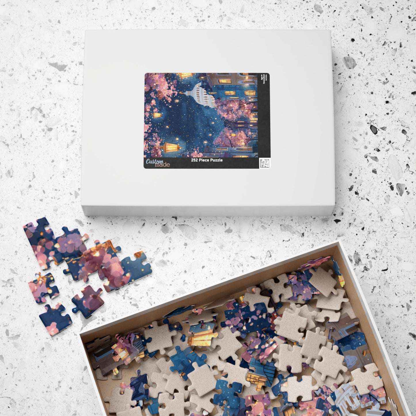 Cherry Blossom Night Skyline Puzzle — Washington Capitol Evening Jigsaw (110–1014 pcs)